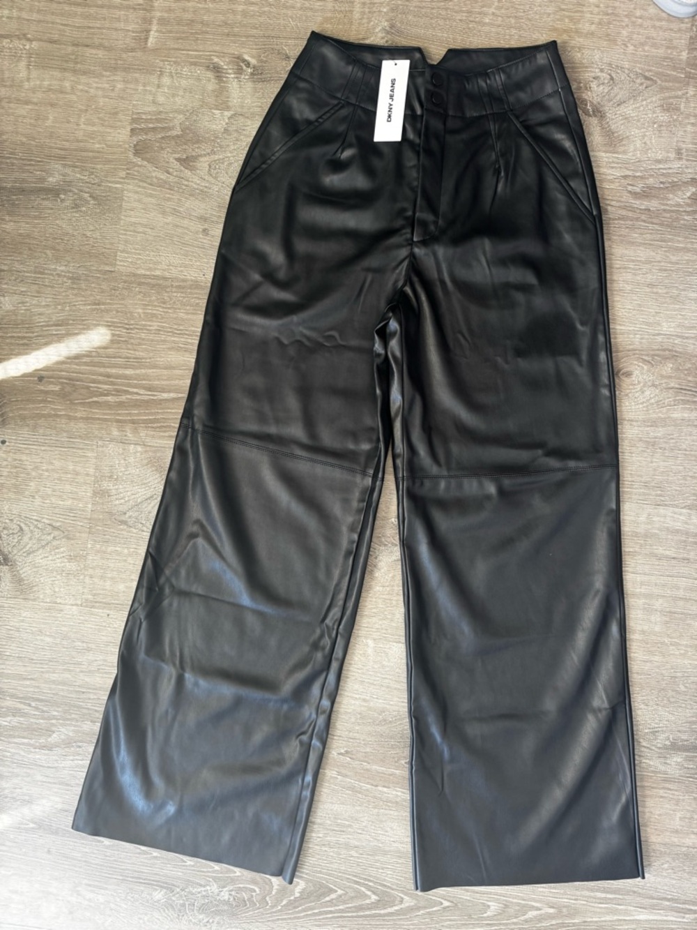 Black Faux Leather Wide-Leg Women’s Pants